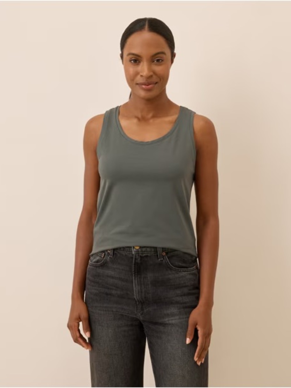 NEW Pact Castor Green Luxe Stretch Jersey Tank Top
